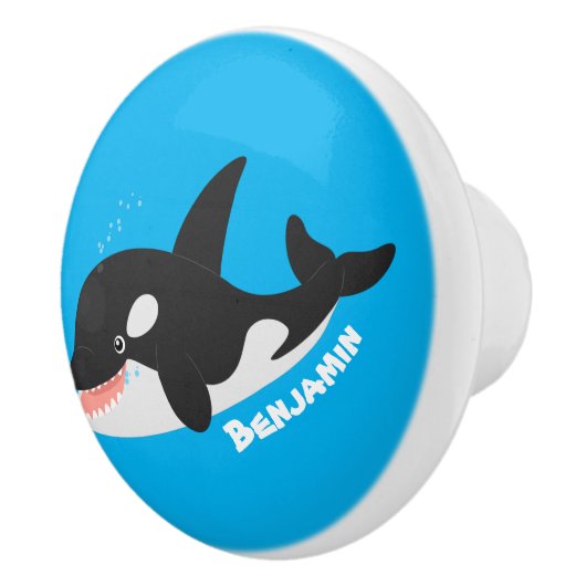 Funny killerwalvis orca leuke cartoon illustratie keramische knop (Rechts)