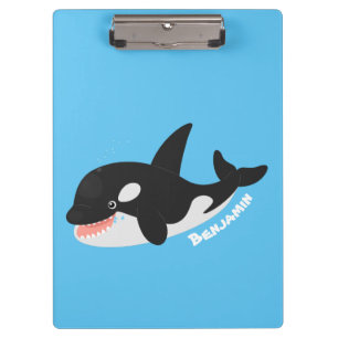 Funny killerwalvis orca leuke cartoon illustratie klembord