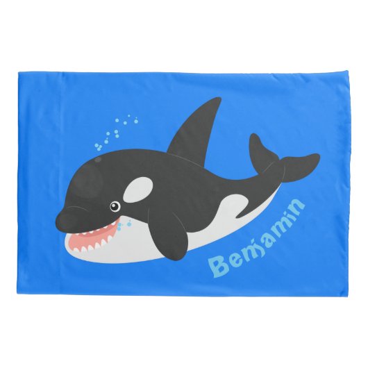 Funny killerwalvis orca leuke cartoon illustratie kussensloop (Achterkant)
