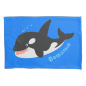 Funny killerwalvis orca leuke cartoon illustratie kussensloop (Voorkant)