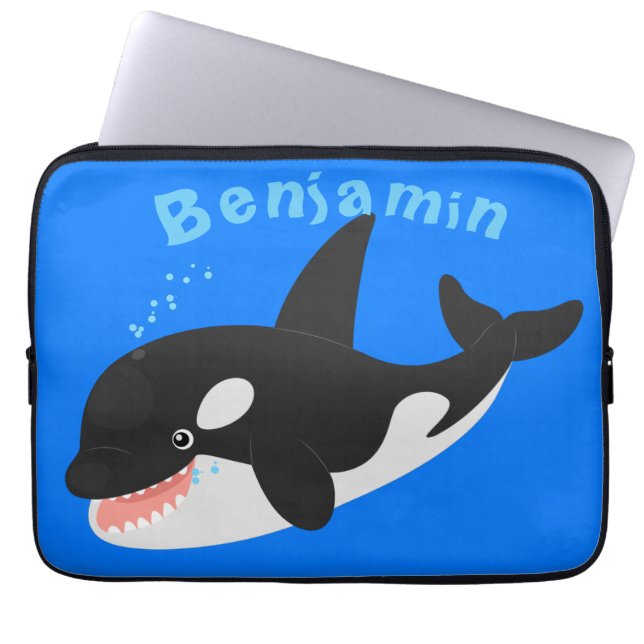 Funny killerwalvis orca leuke cartoon illustratie laptop sleeve (Voorkant)