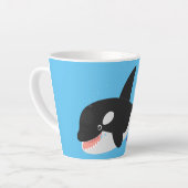Funny killerwalvis orca leuke cartoon illustratie latte mok (Linkerhoek)