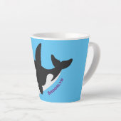 Funny killerwalvis orca leuke cartoon illustratie latte mok (Rechterhoek)