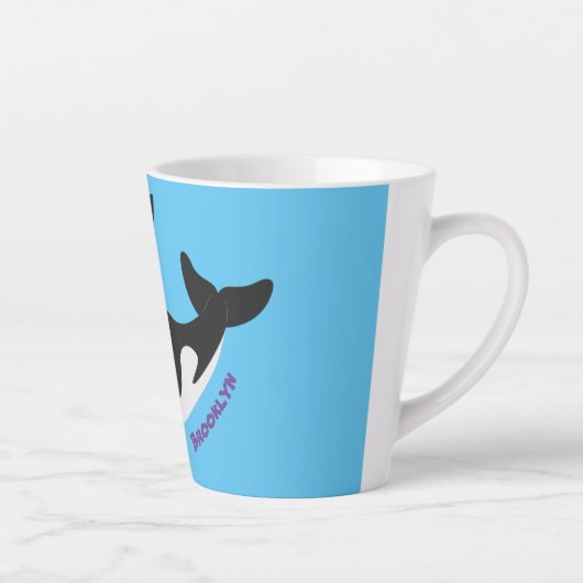 Funny killerwalvis orca leuke cartoon illustratie latte mok (Rechts)