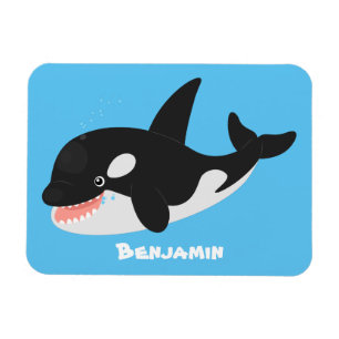 Funny killerwalvis orca leuke cartoon illustratie magneet