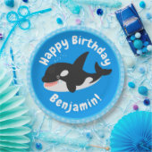 Funny killerwalvis orca leuke cartoon illustratie papieren bordje (Feest)