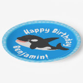 Funny killerwalvis orca leuke cartoon illustratie papieren bordje (Gekanteld)