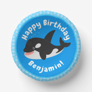 Funny killerwalvis orca leuke cartoon illustratie papieren kommen