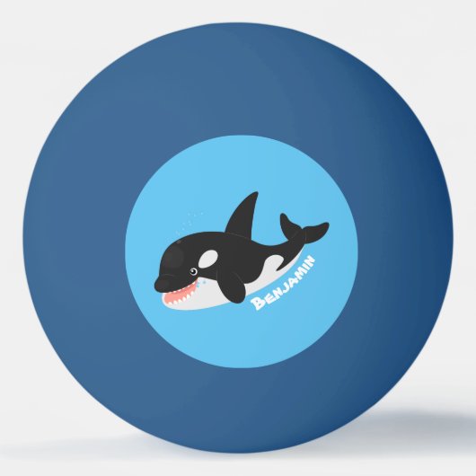 Funny killerwalvis orca leuke cartoon illustratie pingpongbal (Achterkant)