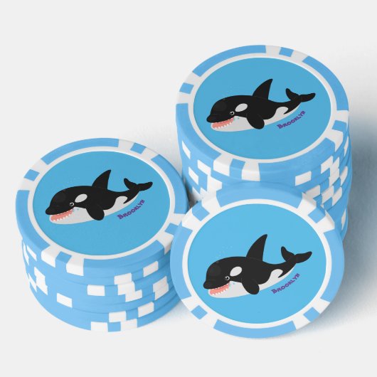 Funny killerwalvis orca leuke cartoon illustratie poker chips (Opstapeling)