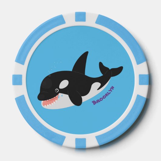 Funny killerwalvis orca leuke cartoon illustratie poker chips (Voorkant)