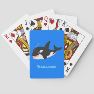 Funny killerwalvis orca leuke cartoon illustratie pokerkaarten