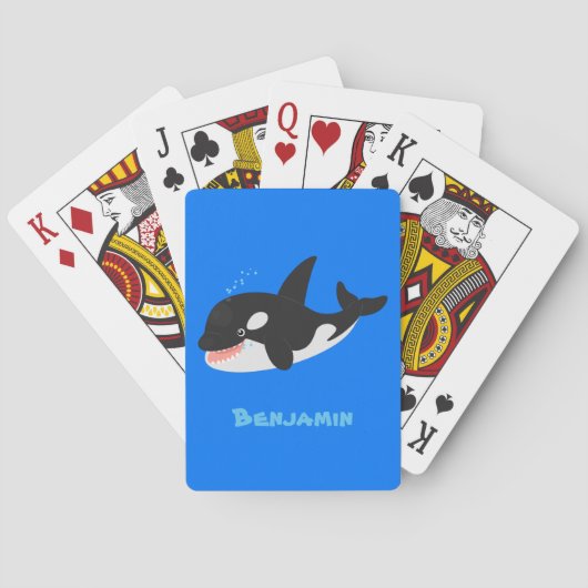 Funny killerwalvis orca leuke cartoon illustratie pokerkaarten (Achterkant)