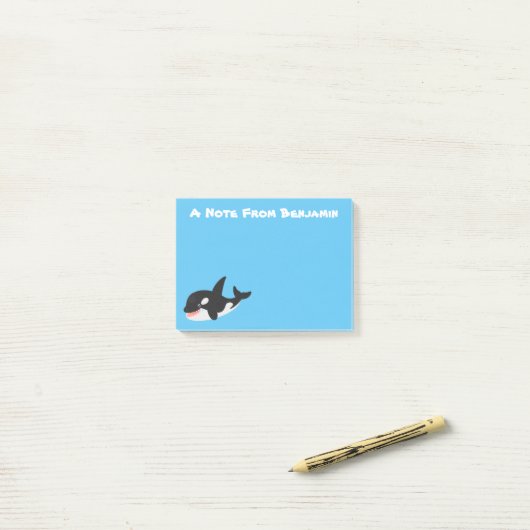 Funny killerwalvis orca leuke cartoon illustratie post-it® notes (Op bureau)