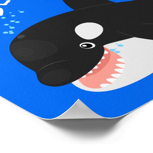 Funny killerwalvis orca leuke cartoon illustratie poster (Hoek)