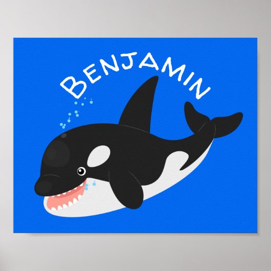 Funny killerwalvis orca leuke cartoon illustratie poster (Voorkant)