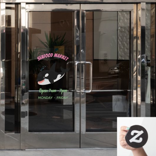 Funny killerwalvis orca leuke cartoon illustratie raamsticker (Kantoordeur)