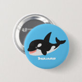Funny killerwalvis orca leuke cartoon illustratie ronde button 5,7 cm (Voorkant /achterkant)