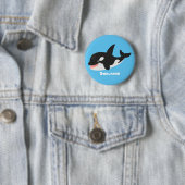 Funny killerwalvis orca leuke cartoon illustratie ronde button 5,7 cm (In situ)