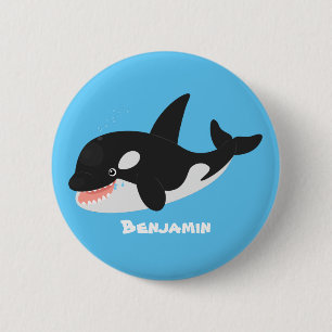 Funny killerwalvis orca leuke cartoon illustratie ronde button 5,7 cm