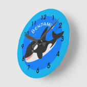 Funny killerwalvis orca leuke cartoon illustratie ronde klok (Hoek)