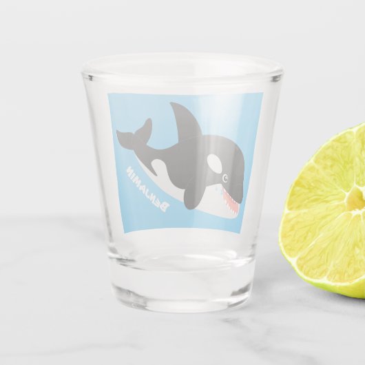 Funny killerwalvis orca leuke cartoon illustratie shot glas (Achterkant)