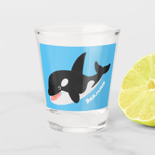 Funny killerwalvis orca leuke cartoon illustratie shot glas
