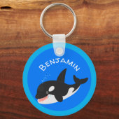 Funny killerwalvis orca leuke cartoon illustratie sleutelhanger (Voorkant)