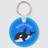 Funny killerwalvis orca leuke cartoon illustratie sleutelhanger (Achterkant)