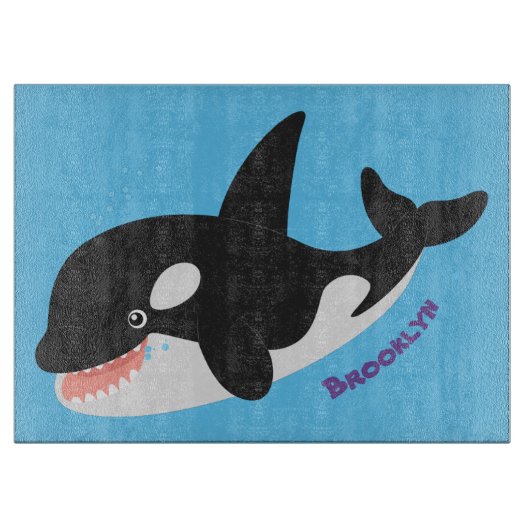 Funny killerwalvis orca leuke cartoon illustratie snijplank (Voorkant)