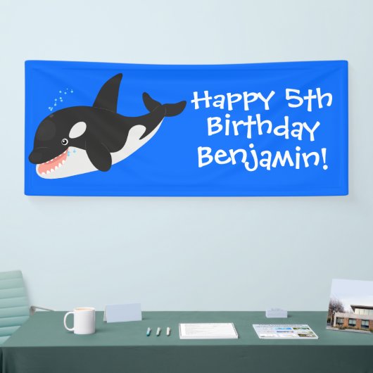 Funny killerwalvis orca leuke cartoon illustratie spandoek (Beurs)