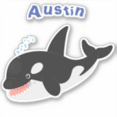 Funny killerwalvis orca leuke cartoon illustratie sticker (Voorkant)