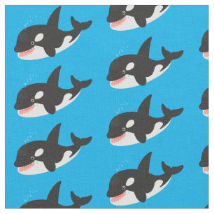 Funny killerwalvis orca leuke cartoon illustratie stof