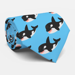 Funny killerwalvis orca leuke cartoon illustratie stropdas