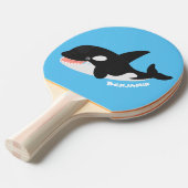 Funny killerwalvis orca leuke cartoon illustratie tafeltennisbatje (Voorkant Gekanteld)