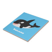 Funny killerwalvis orca leuke cartoon illustratie tegeltje (Zijkant)