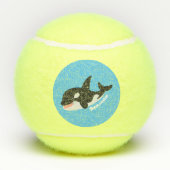 Funny killerwalvis orca leuke cartoon illustratie tennisballen (Achterkant)
