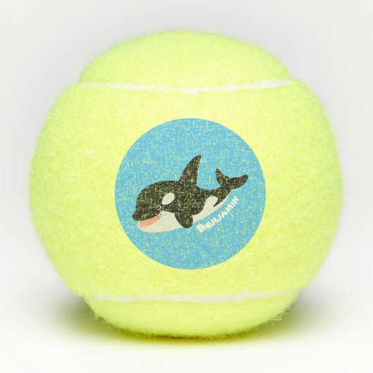 Funny killerwalvis orca leuke cartoon illustratie tennisballen (Voorkant)