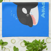 Funny killerwalvis orca leuke cartoon illustratie theedoek (Gevouwen)