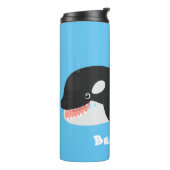 Funny killerwalvis orca leuke cartoon illustratie thermosbeker (Gedraaid links)