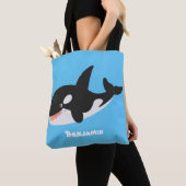 Funny killerwalvis orca leuke cartoon illustratie tote bag (Dichtbij)
