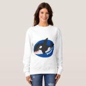 Funny killerwalvis orca leuke cartoon illustratie trui (Voorkant volledig)
