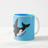 Funny killerwalvis orca leuke cartoon illustratie tweekleurige koffiemok (Voorkant rechts)