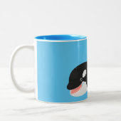 Funny killerwalvis orca leuke cartoon illustratie tweekleurige koffiemok (Links)