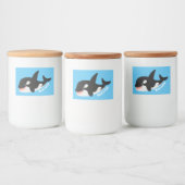 Funny killerwalvis orca leuke cartoon illustratie voedselcontainer etiket (Flessen)