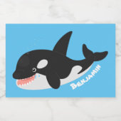 Funny killerwalvis orca leuke cartoon illustratie voedselcontainer etiket (Enkel label)