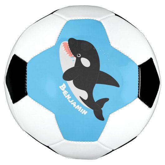 Funny killerwalvis orca leuke cartoon illustratie voetbal (Gedraaid)