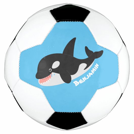 Funny killerwalvis orca leuke cartoon illustratie voetbal (Voorkant)