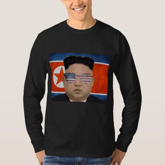 Funny Kim Jong Un American Sunbril op 4 juli of T-shirt (Voorkant)