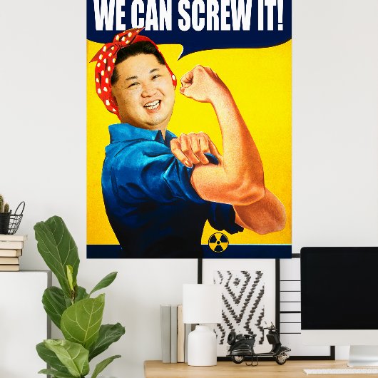 Funny Kim Jong Un Poster "We kunnen het" Remake (Thuiskantoor)